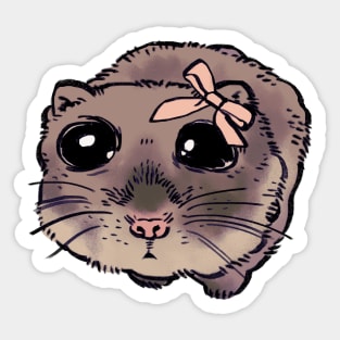 Mudwizard draws the sad hamster with pink bow ribbon meme / funny animal meme Sticker